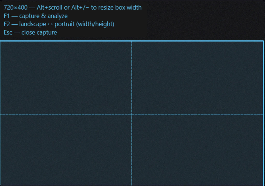 Blue capture overlay following the cursor on a quiz page